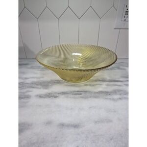 Federal‎ Glass Diana Serving Bowl, Yellow Swirl Bowl 11", Vintage MCM Art Deco